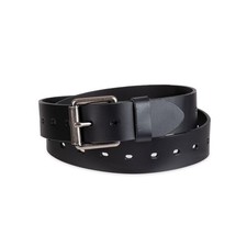Men's Black Perforated Leather Belt Fully Adjustable Regular and Big Tall Sizes