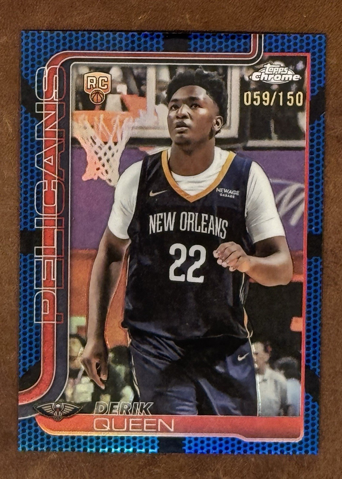 2025 Topps Chrome DERIK QUEEN #263 Rookie RC Blue Basketball Refractor /150