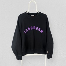 Ice Cream by Billionair Boys Club BBC Black Sweatshirt Flock Logo Mens Large