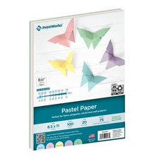 PrintWorks Pastel Paper 8.5" x 11" - 100 Sheets - 5 Assorted Pastel Colors - ...