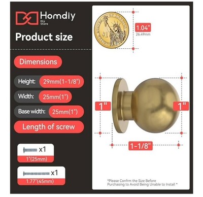 Homdiy 4 Pack Dresser Drawer Knobs Champagne Bronze NEW 1 in x 1-1/8in