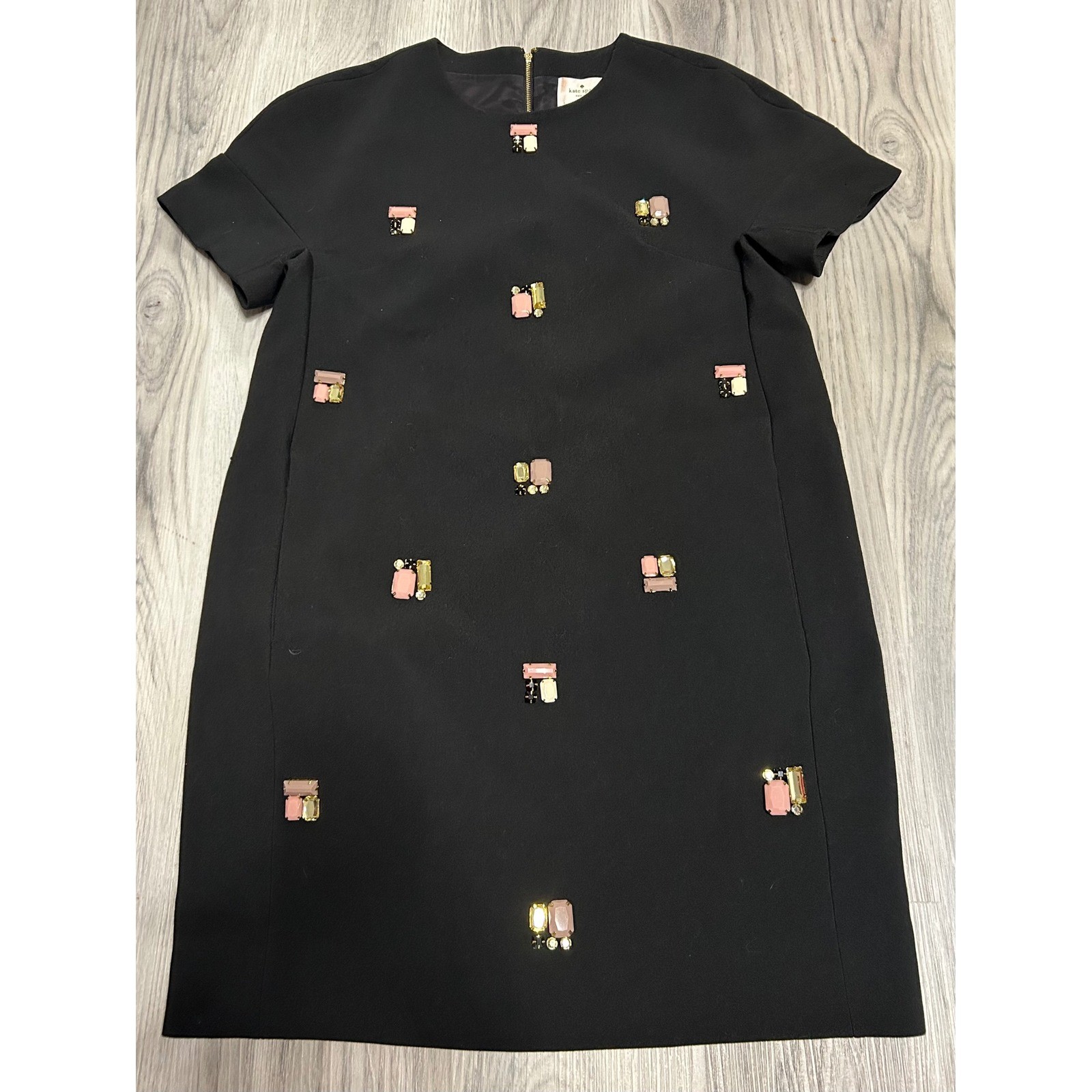 Kate Spade New York Black Jewel Embellished Shift Dress Size 10 Pockets luxury