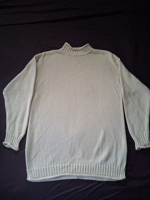 Classic Upscale Rich Girl Sweater Womens MED Cream Color High Neck  