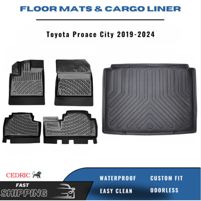 Floor Mats & Cargo Liner for Toyota Proace City 2019-2024 Luggage Without Iron