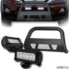 For 09-15 Pilot Matte Black Studded Mesh Bull Bar Guard36w Cree Led Fog Lights