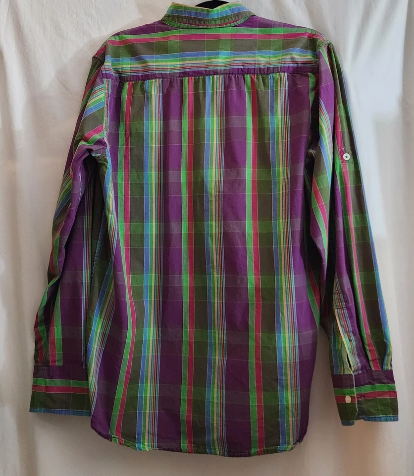 Camisa Alexander Julian Colores Rayas Algodón Grande Abotonada Ajustada Foto 3 de 4