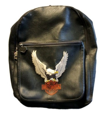 Vintage Harley-Davidson Cycles Black Leather Mini Backpack - Embroidered Logo Vintage /harley davidson backpack/black - Gem main image 2