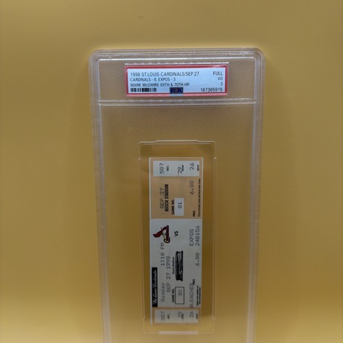 Mark McGwire 69th + 70th Home Run Ticket Stub Psa 3 9/27/1998 BEAUTIFUL