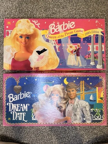 Vtg 1991 Barbie Queen Of The Prom Board Game & Barbie Dream Date COMPLETE!