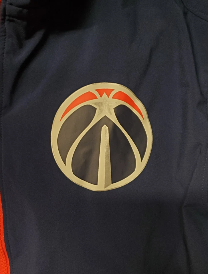 Men NBA Basketball Washington Wizards Hooded Pullover 1/2 Zip Windbreaker Size M - Image 2 of 4