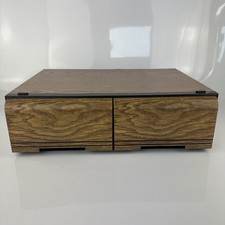 Vintage VHS Tape Faux Wood Two Drawer Storage Cabinet Case Organizer 18 VHS