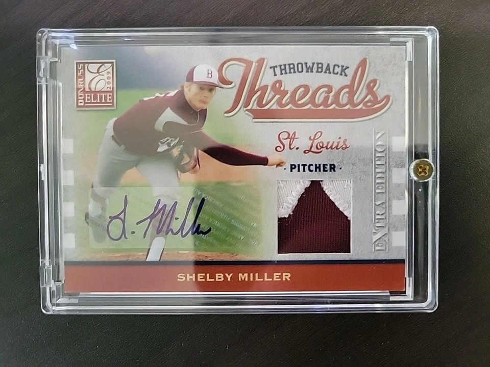 2009 Donruss Elite Extra Edition Throwback Threads Signatures Shelby Miller #/50 - Image 2 of 4