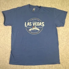 Las Vegas, Nevada Men's T-Shirt Short Sleeve Mountains Blue & White Size Large