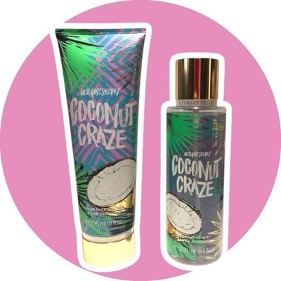 RARE Victoria s Secret COCONUT CRAZE Body Mist 8.4 Oz. & 8 Oz. Lotion Set - NEW
