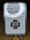 1895 Indian Head Cent NGC MS63 BN WITH TONING!!