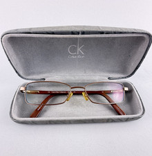 Calvin Klein Amber Gold Metal Rectangular Eyeglasses 278 52-16-135 FRAMES ONLY