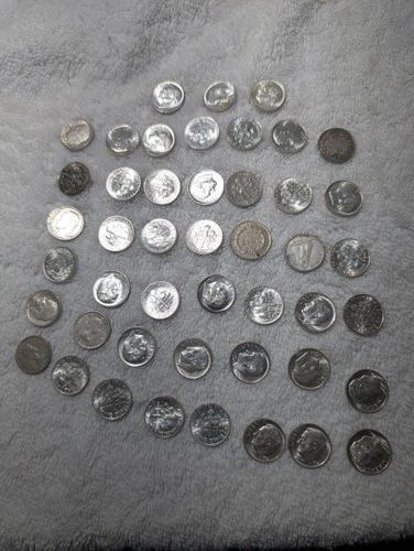 1964 silver Roosevelt 40 dimes uncirculated 6 foreign silver dimes lot