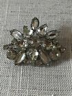 Rhinestone Brooch Pin Vintage Large Clear