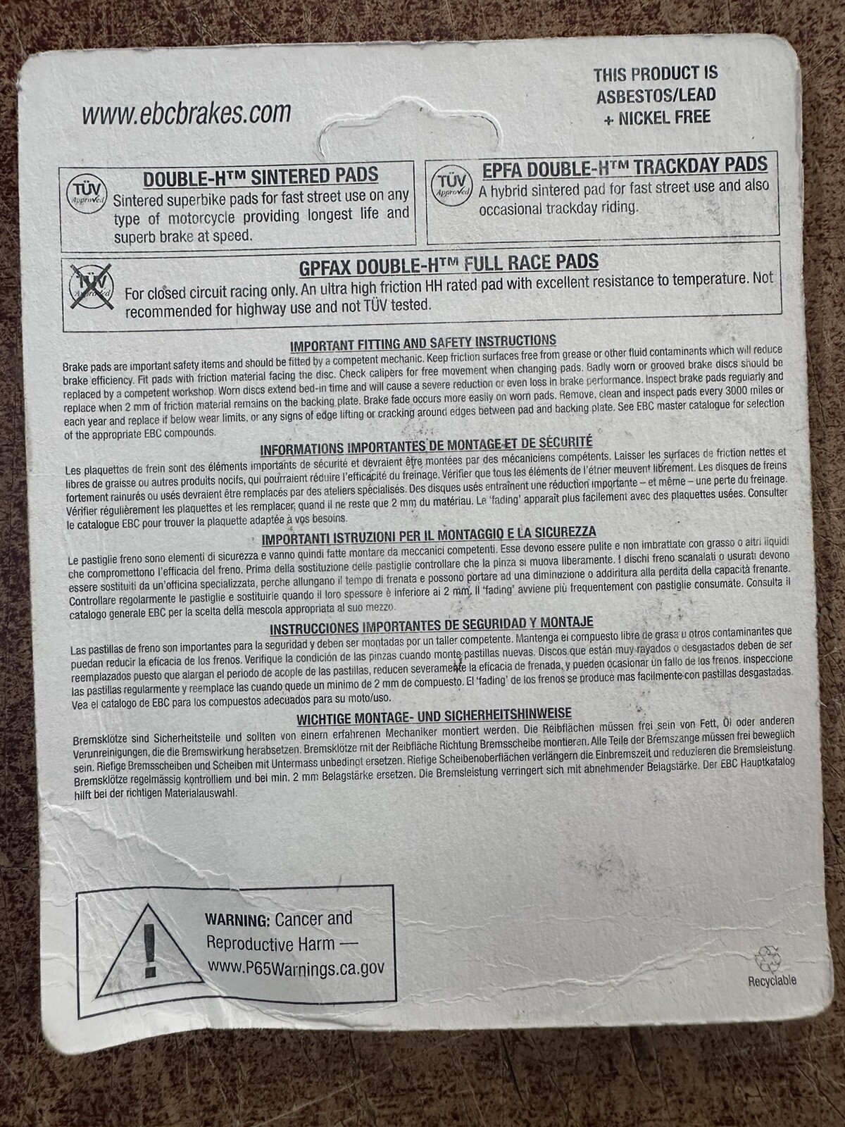 EBC FA630HH DOUBLE H SINTERED BRAKE PADS 611445
