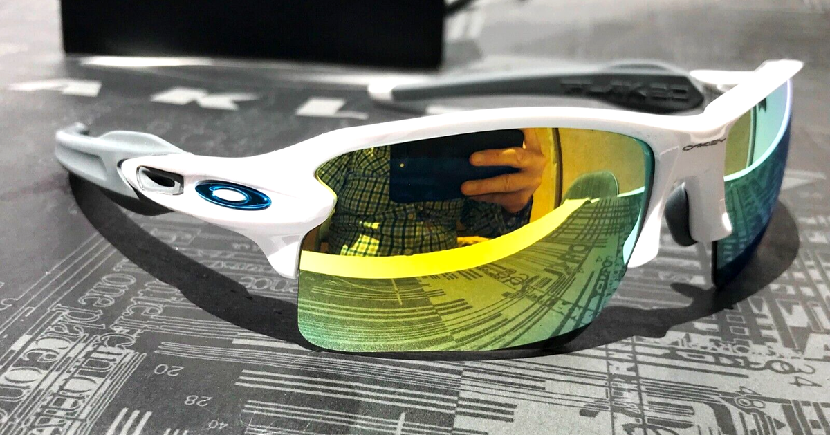 Oakley FLAK 2.0 Shiny White POLARIZED Galaxy Gold Lens Sunglass