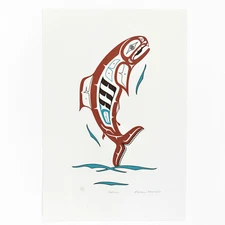 Northwest Native Spawning Salmon Numbered Screen Print