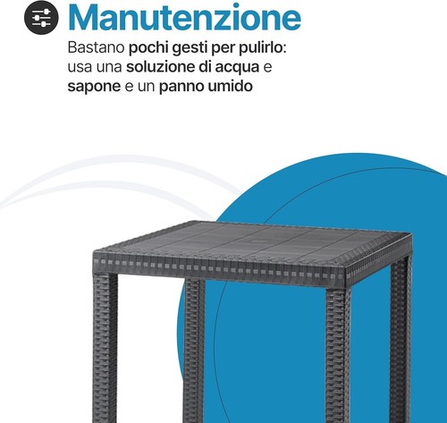 Tavolo da Giardino in Plastica effetto Rattan Dallas Bica Quadrato per Esterno - Foto 11 di 29