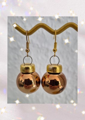 Ohrringe Handmade Weihnachten Kugeln Glas Haselnuss Geschenk Bronze Christbaum 