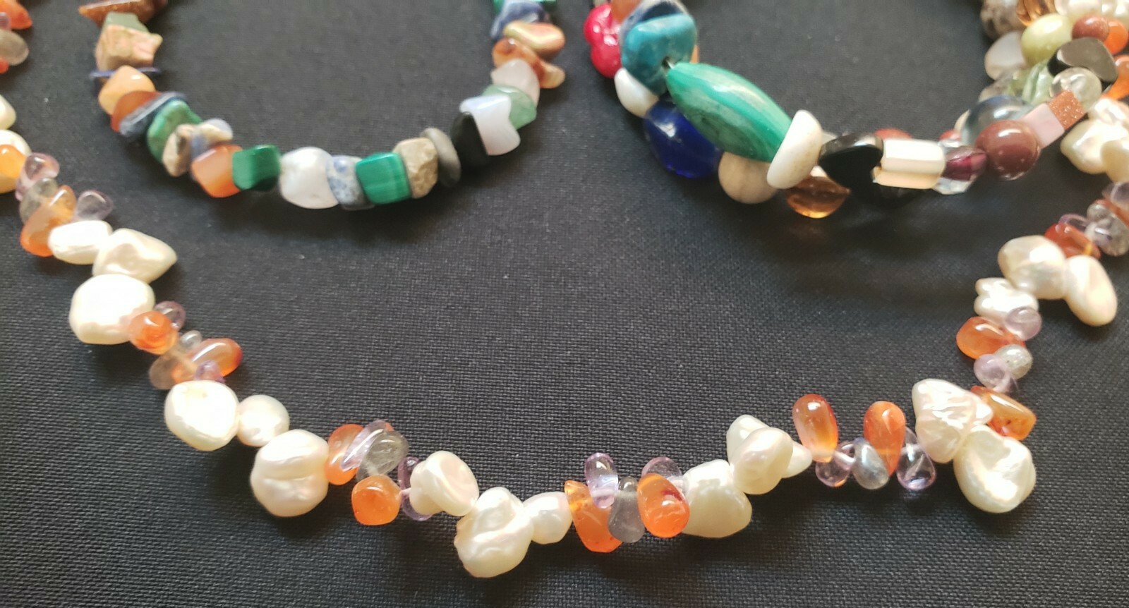 Sterling silver gemstone necklace stackable brace… - image 2