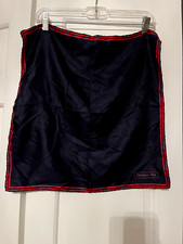 Vintage CHRISTIAN DIOR Scarf 100 Silk 18" Square Navy Red Pocket Square
