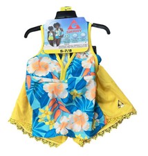 Gerry Girls Youth Yellow  Turquoise 3 Piece Swim Suit Swim Set Small 7/8