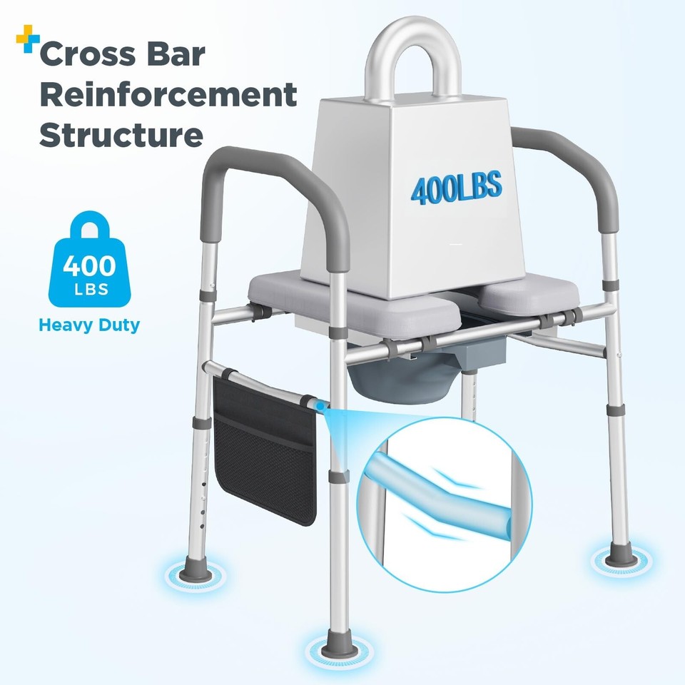 Raised Toilet Seat with Handles, Toilet Seat Risers for Seniors with