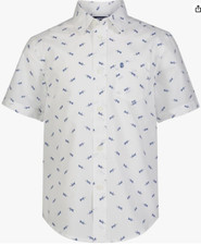 IZOD Boys' Short Sleeve Button-Down Plaid Dress Shirt