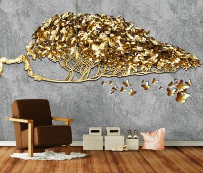 3D Golden Branch Butterfly 45077NA Wallpaper Wall Murals Removable Wallpaper Fay