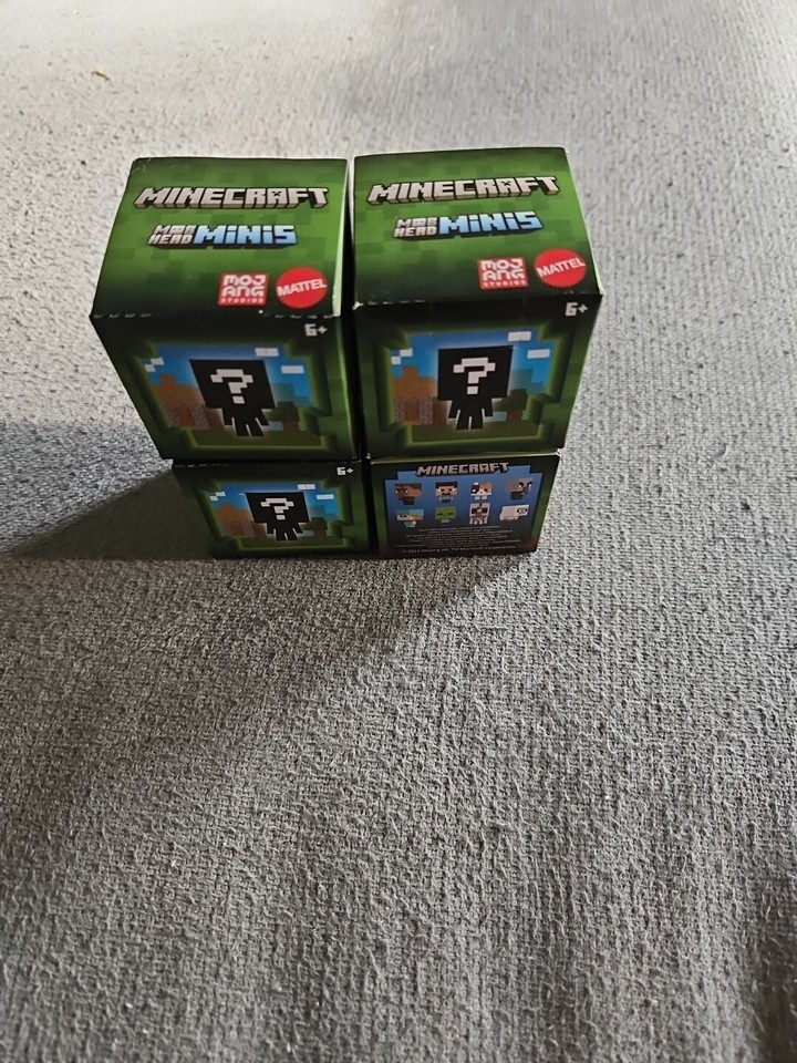 4 MINECRAFT Mob Head Minis Figure Mystery Boxes by Mattel- NEW ...