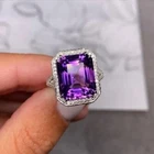 2Ct Emerald Lab-Created Amethyst Women's Engagement Ring 14K White Gold Plated