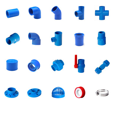 Blue PVC 75mm ID Pressure Pipe Fittings Metric Solvent Weld Various Parts