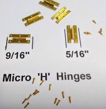 MICRO  " H "  HINGE For Doll-Houses 1:12 Scale SOLID BRASS PACKAGE OF 6 HINGES