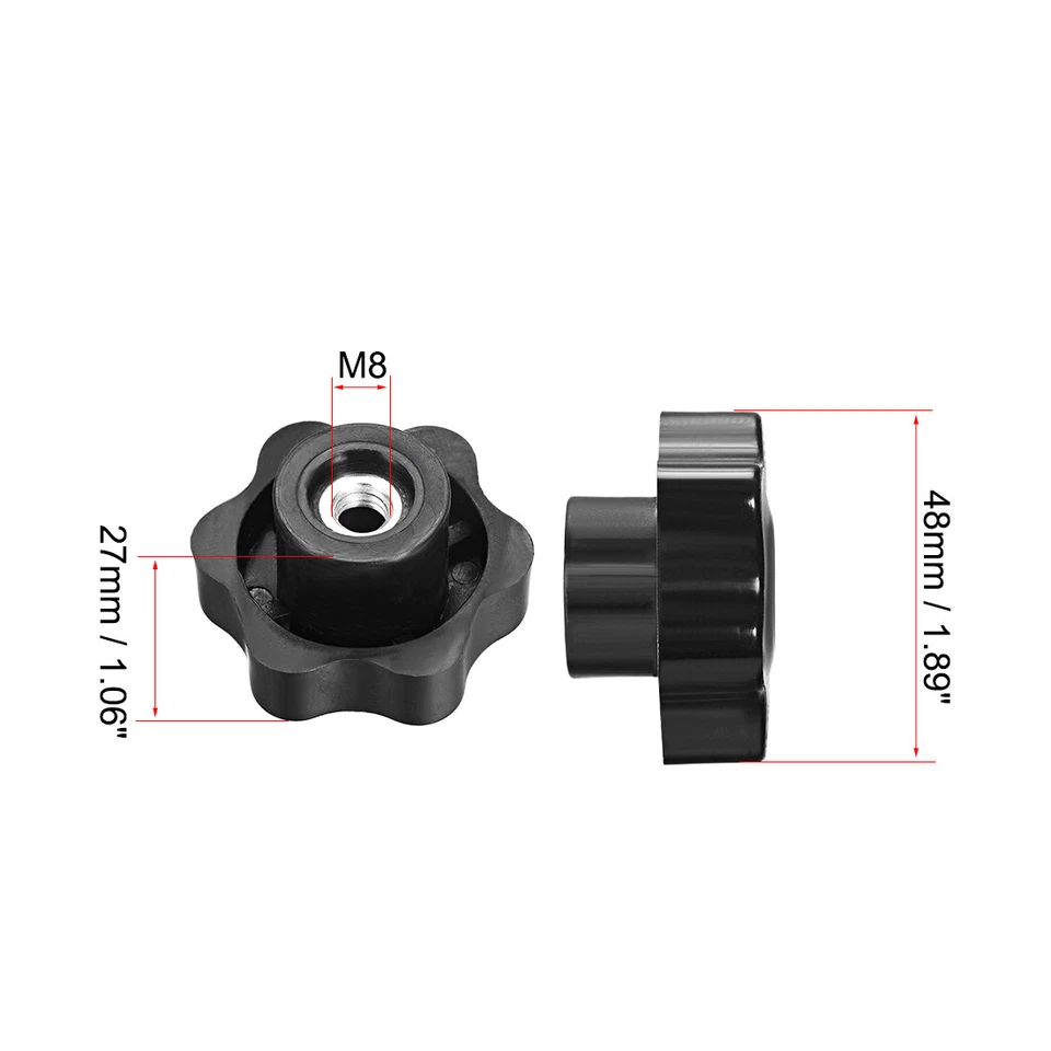 5pcs M8 Female Thread Plastic Star Clamping Nut Knob Screw Machinery Handle - Image 2 of 3