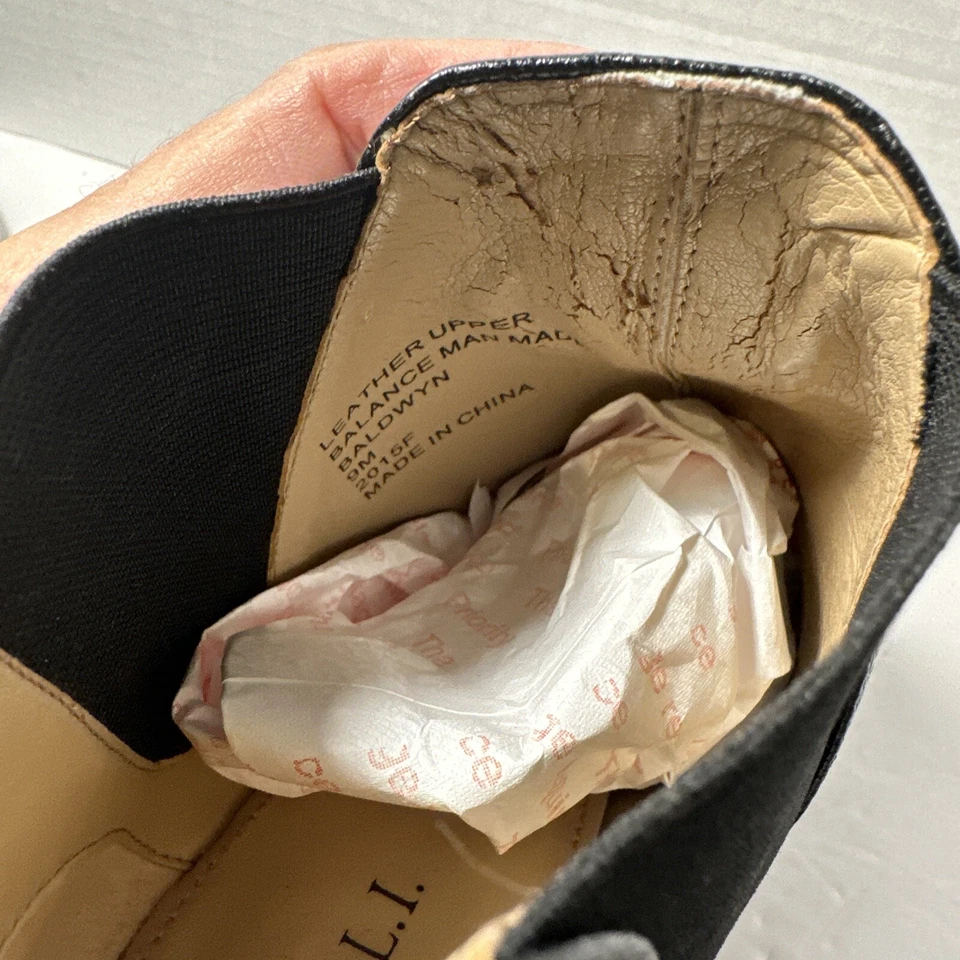 G.I.L.I. Botines de cuero negro con punta en punta tacón grueso talla 9 G-3 Foto 4 de 4