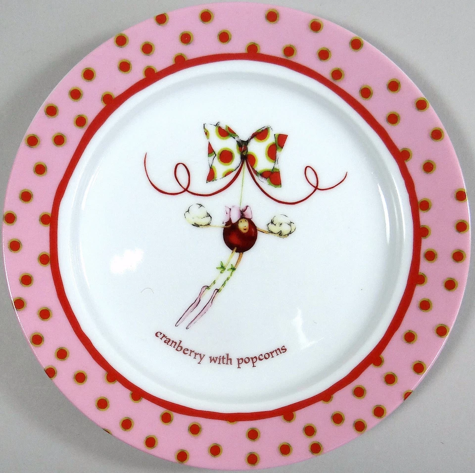 Patience Brewster Krinkles Plates Lot 6 Popcorn Cranberry Dept 56 7inch Dessert - Image 2 of 4