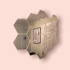 Silver Mirror Acrylic Hexagon Crafting Mosaic  Wall Tiles many sizes 
