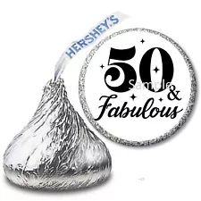 50 & Fabulous Birthday Party Favors Hershey Kiss Labels 50th Candy Wrappers