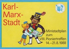 113/693 MINI STADTPLAN PIONIERTREFFEN DDR 1988 PROPAGANDA KARL MARX STADT