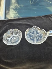2 AMERICAN BRILLIANT PERIOD CRYSTAL DISHES; LOVELY, VERY GOOD CONDITION
