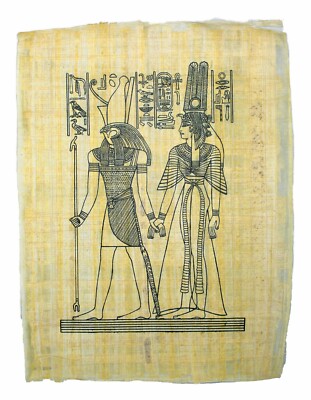Papyrus Großformat ''Horus & Nefertari'' aus echtem ägypten Papyrus - von PGI-Shop