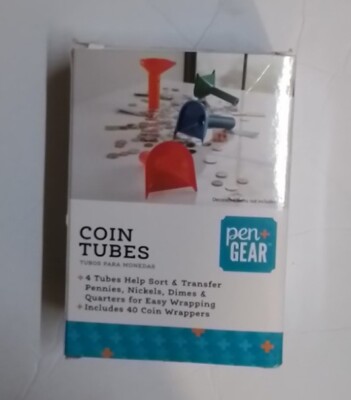 Pen + Gear, Coin Tubes - Sorting Coins -4 Tubes * Wrappers Not Included.