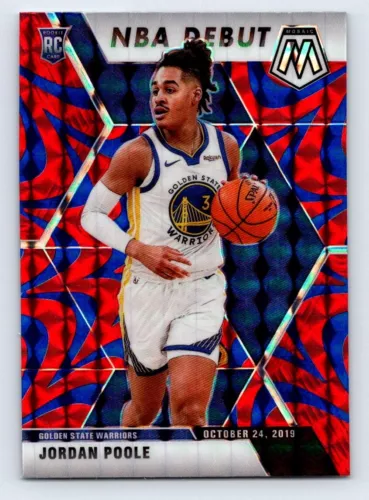 2019 20 Panini Mosaic JORDAN POOLE RC Reactive Blue Prizm #261