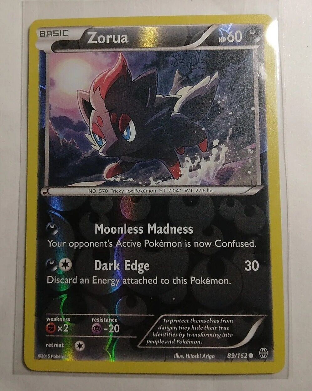 ZORUA Pokemon Card 89/162 Ultra Rare Reverse Holo XY BREAKthrough 2015 NM