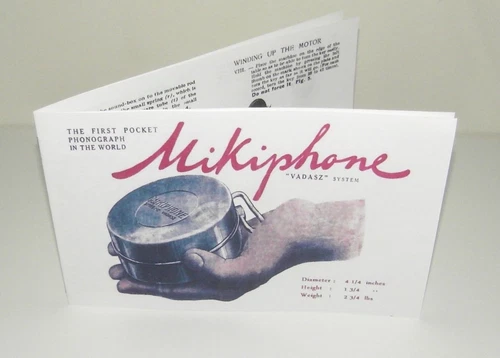 Mikiphone Pocket Phonograph Gramophone ENGLISH Instruction Manual Reproduction