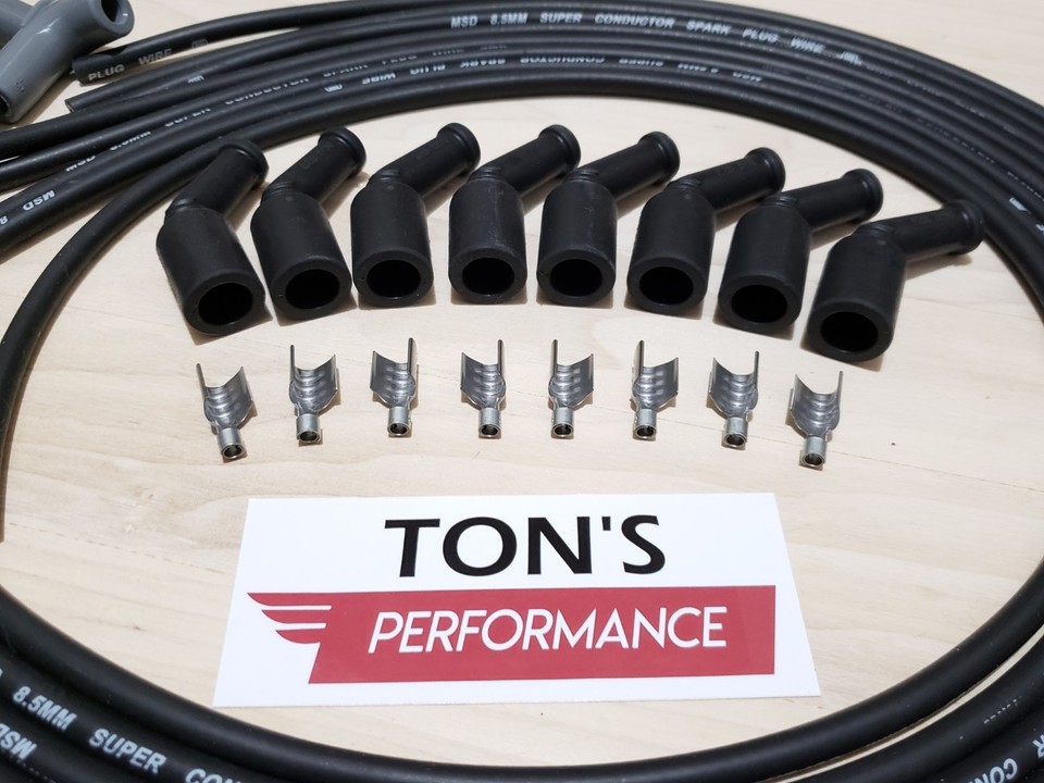 42 MSD 8.5mm LSX LS1 Universal Unassembled 90 Degree Spark Plug Boots Wires RED - Foto 2